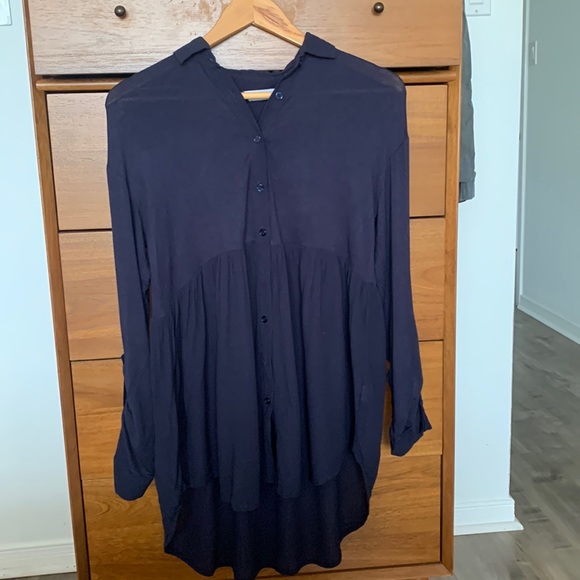 Navy maternity button up xs-med - Picture 1 of 10